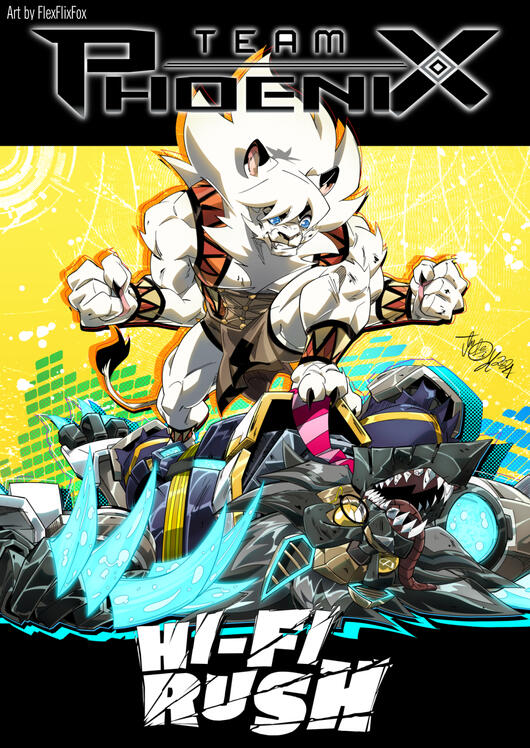 Team Phoenix / Hi-Fi-Rush crossover fanart poster