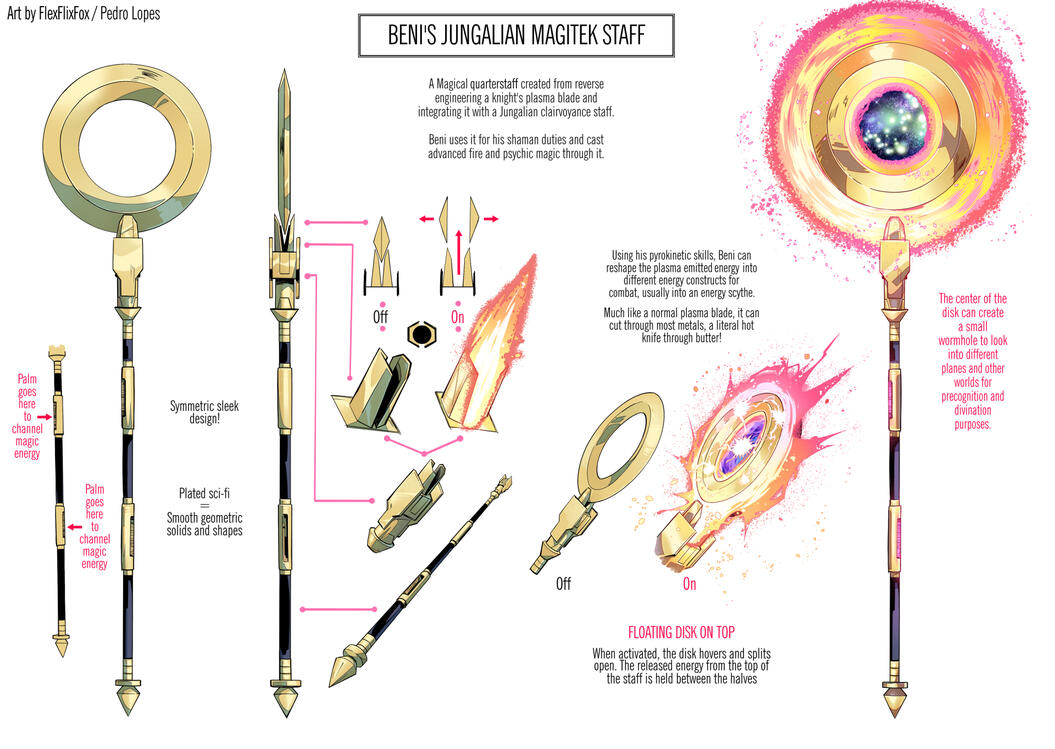 Weapon design for Beni, the Jungalian shaman! 👽🦊🧙