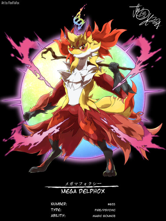 Mega Delphox concept (made around 6 years before the official canon design was created)
